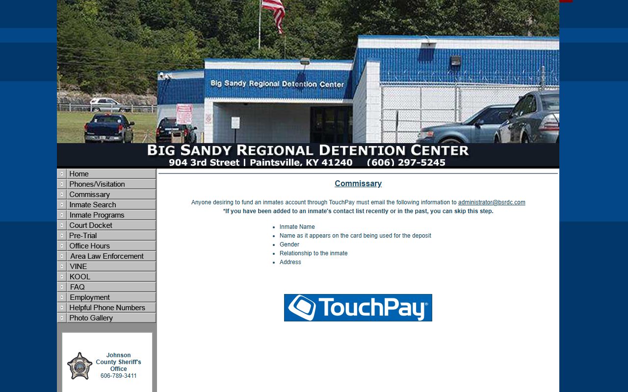 Magoffin County inmate records Big Sandy commissary